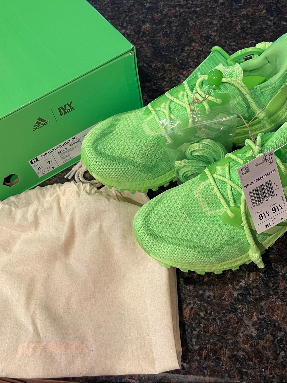 IVY PARK x Adidas Ultraboost OG, Solar Green (M 8.5/W9.5)